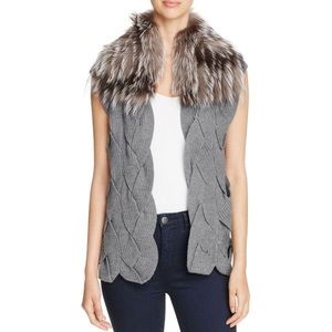 NWOT Evannah Braided Sweater w/ Fox Fur Collar
